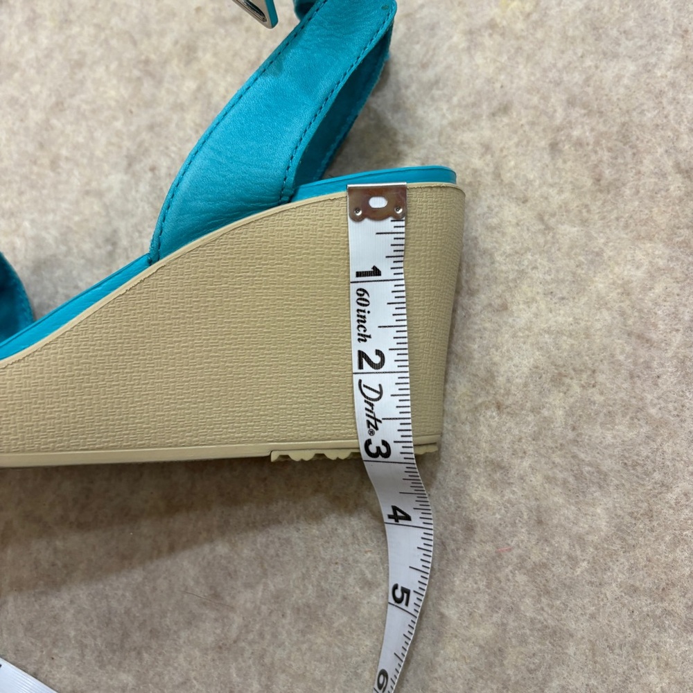 CROCS Leigh II Double Strap Wedge Comfort Sandal Teal Turquoise Womens size 8 - Picture 11 of 14
